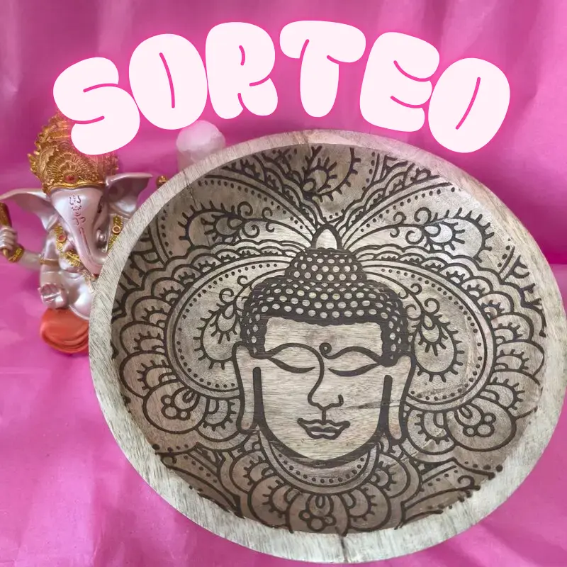 SORTEO CUENCO GRANDE BUDA DE MADERA TALLADO Y PIROGRABADO. 25 X 8 CM