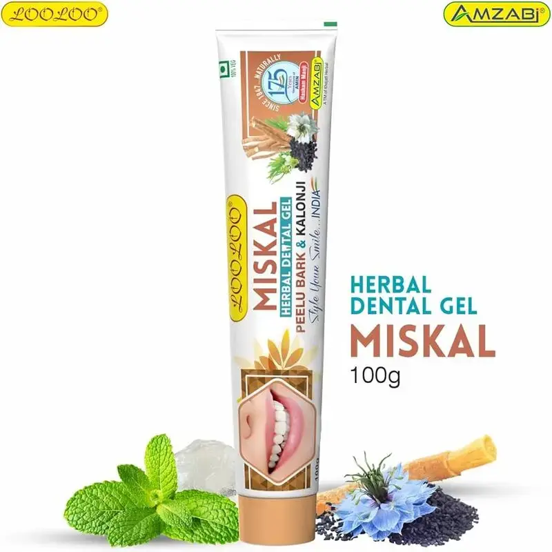 Pasta de Dientes MISKAL. Pasta de miswak, Kalonji, Nuez, Alumbre y regaliz. LIBRE DE FLUOR