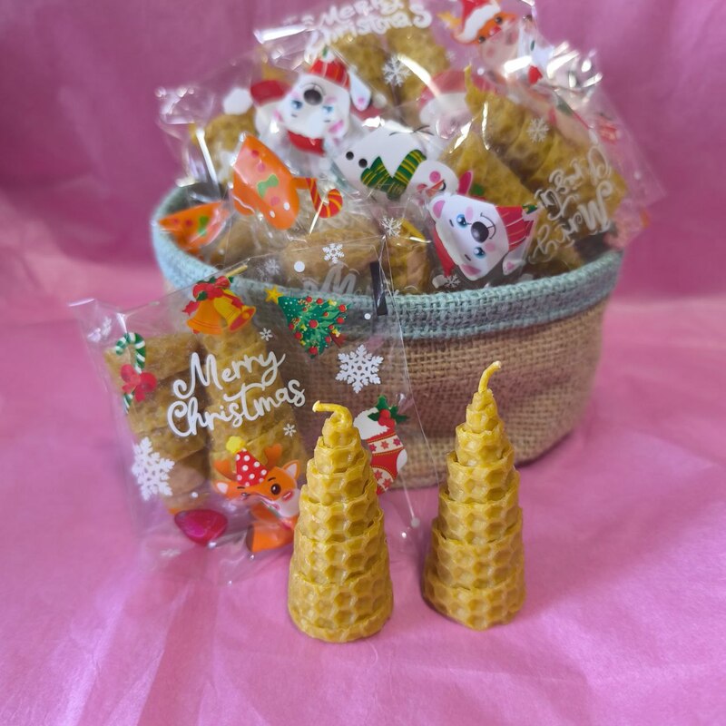 PACK DE 2 VELAS ARTESANALES MIEL PANAL ESPIRAL DEL DESTINO 2 UNIDADES EN BOLSITA. 7X3CM