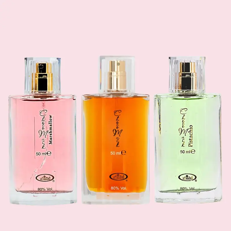 Choco Musk, Choco Musk Marshmallow & Choco Musk Pistachio Eau De Parfum Sprays 50ml (1.65 oz) by Al Rehab