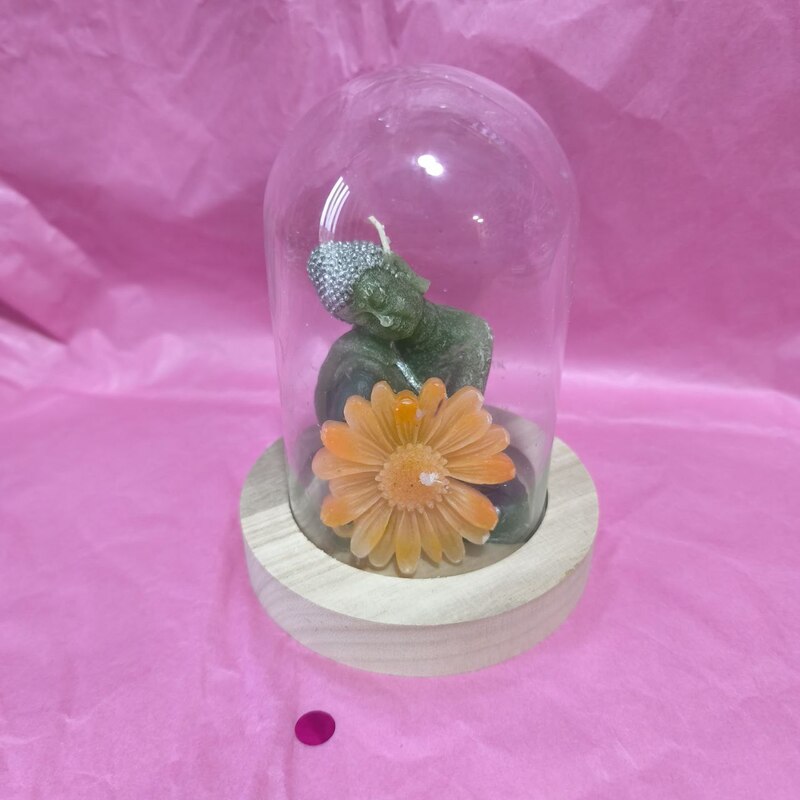 VELÓN CÚPULA BUDA CON FLOR. UNGIDA Y RITUALIZADA. AROMATERAPIA