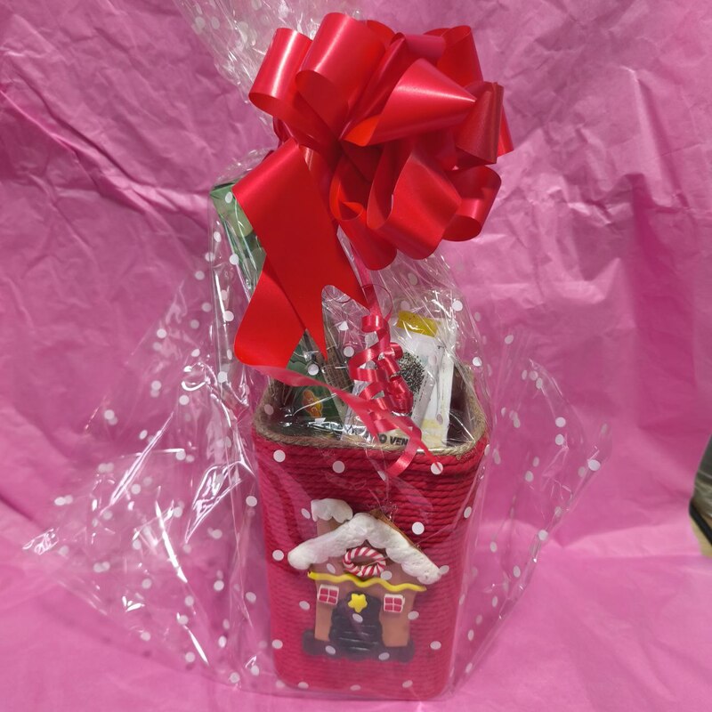 PACK PORTA TODO EDICION ESPECIAL CESTITA HECHA A MANO ROJO: 2 VELAS UNGIDAS, PORTA TODO E INCIENSO