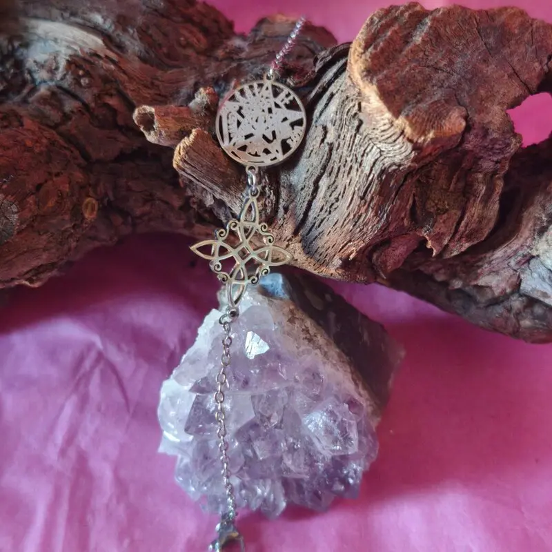 PULSERA DE ACERO INOXIDABLE DOBLE PROTECCIÓN. NUDO DE BRUJAS Y TETRAGRAMMATON 16 + 4 CM DE LARGO