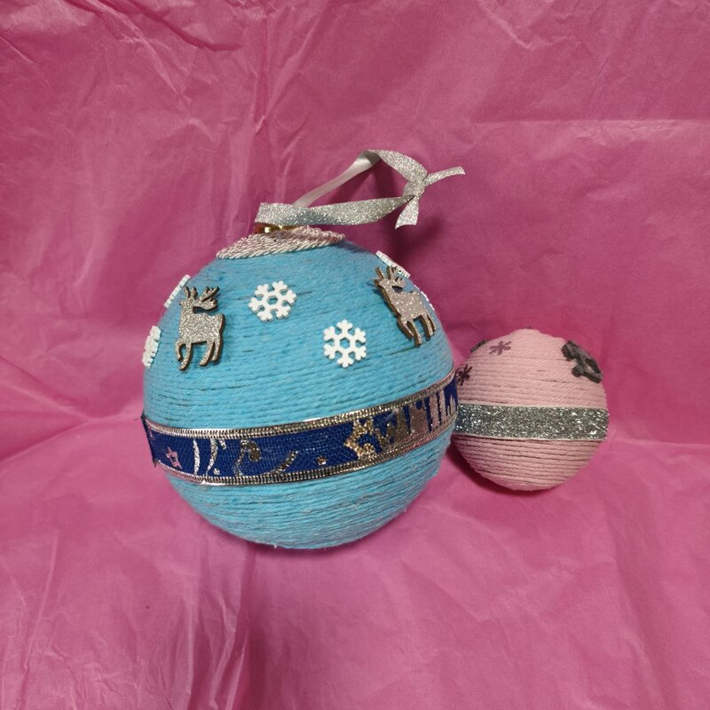 BOLA GIGANTE DE NAVIDAD HECHA A MANO: AZUL COPO DE NIEVE