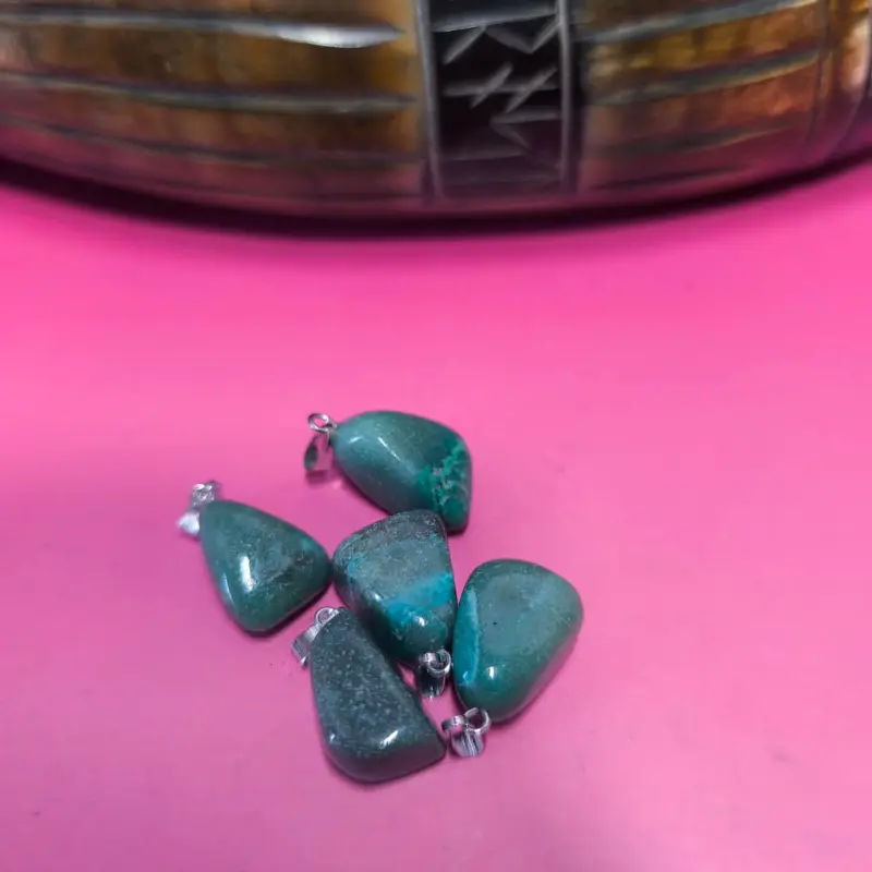 Colgante Rodado crisocola plata 20mm