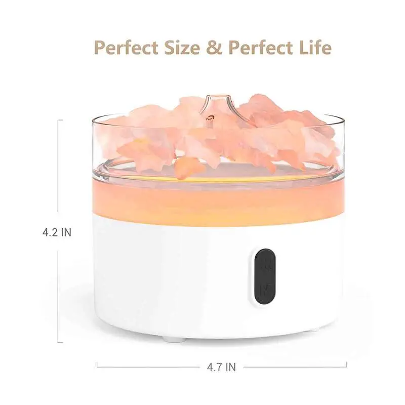 Difusor Sal del Himalaya. Luz Nocturna.USB-C. Efecto Llama. (Bolsita de sal incluida) 12x11 (cm)