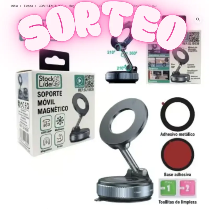 SORTEO SOPORTE MÓVIL MAGNETICO MULTIUSOS. GIRO 360