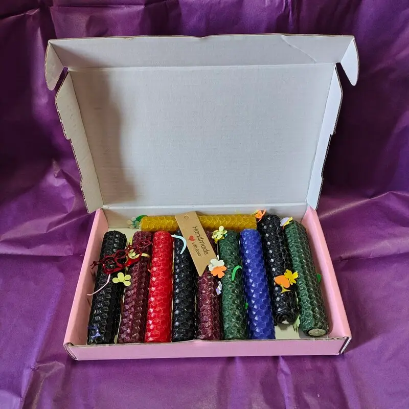 PACK DE10 VELAS ARTESANALES MIEL PANAL COLORES
