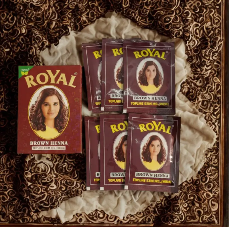 HENNA ROYAL MARRÓN PARA CABELLO. BROWN. ALTA CALIDAD. 6 SOBRES. 60GR