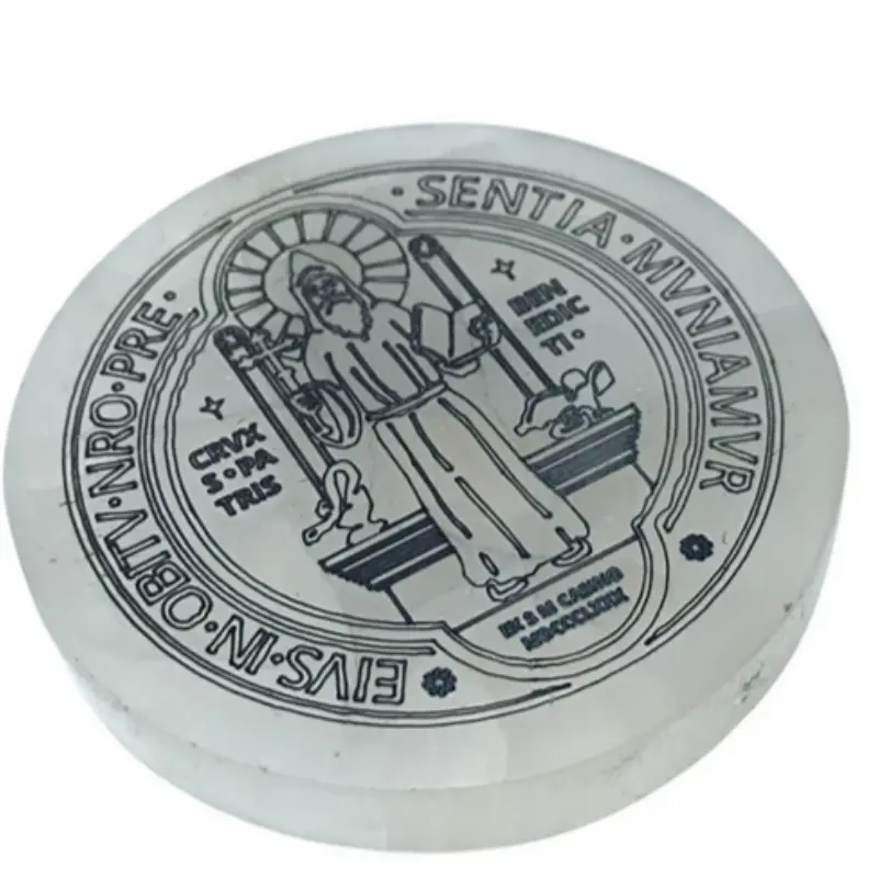 Plato Selenita Grabado San Benito 10 Cms Aprox