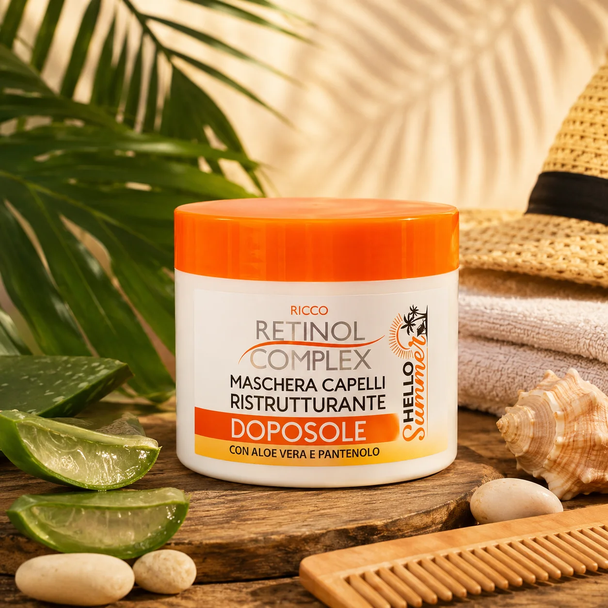 Mascarilla Capilar Reestructurante Despues Del Sol. Con aloe vera y Pantenol. Retinol Complex. 400ml Mascarilla Capilar Reestructurante Despues Del Sol. Con aloe vera y Pantenol. Retinol Complex. 400ml