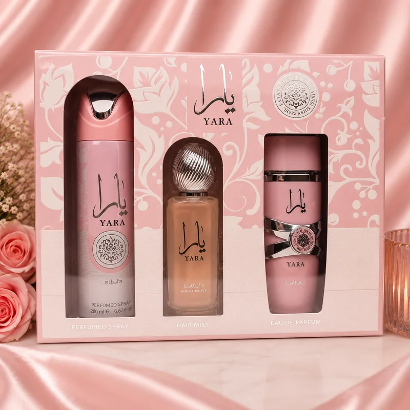 PACK YARA ROSA. Perfume 100ml, Desodorante y perfume del cabello