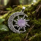olgante Sol y Luna de Acero Inoxidable con Piedra Natural de 10 mm | 32 × 30 mm | Varias opciones disponibles