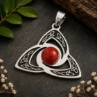Colgante Triquetra con Piedra Natural de 8 mm | Acero Inoxidable | Varias opciones disponibles