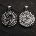 Colgante de acero titanio Valknut con dragón de doble cara de 39 mm