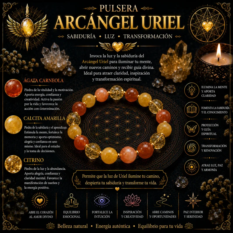 Pulsera Ritual Arcángel Uriel con Ágata Carneola, Calcita Amarilla y Citrino