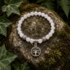 Pulsera de Jade Blanco natural con dije Árbol de la Vida 6 mm