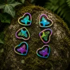 Pendientes de acero inoxidable mariposa color Titanio Arcoíris