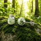 Pendientes de acero inoxidable con bola de Ágata Árbol natural de 6 mm