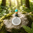 Colgante Ritual Espíritu del Bosque con Jaspe Oceánico, Jade Verde, Jaspe Madera y Loa Eshu de Nácar