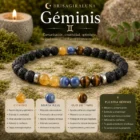 Pulsera Zodiaco Géminis con Citrino, Ágata Azul y Ojo de Tigre