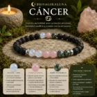 Pulsera Zodiaco Cáncer con Piedra Luna, Cuarzo Rosa y Jaspe Oceánico