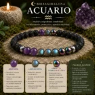 Pulsera Zodiaco Acuario con Amatista, Labradorita y Hematita Titanio Arcoíris