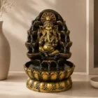 Fuente de agua mágica Feng Shui cascada Ganesha dorado 20,5 × 20,5 × 29 cm