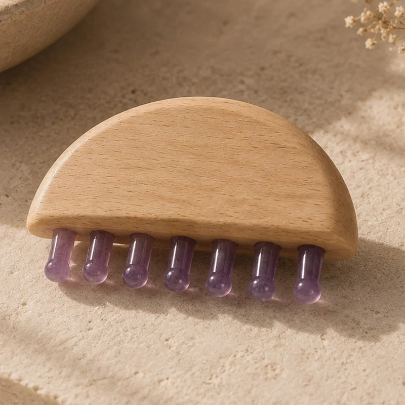 Masajeador Madera Puntas Amatista