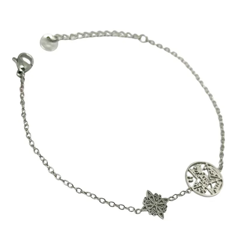 Pulsera Acero Con Dije Nudo De Bruja y Tetragramaton 2