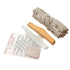 Kit Limpieza Y Amor : Atado Salvia , Palo Santo, Cuarzo rosa y barra de Selenita