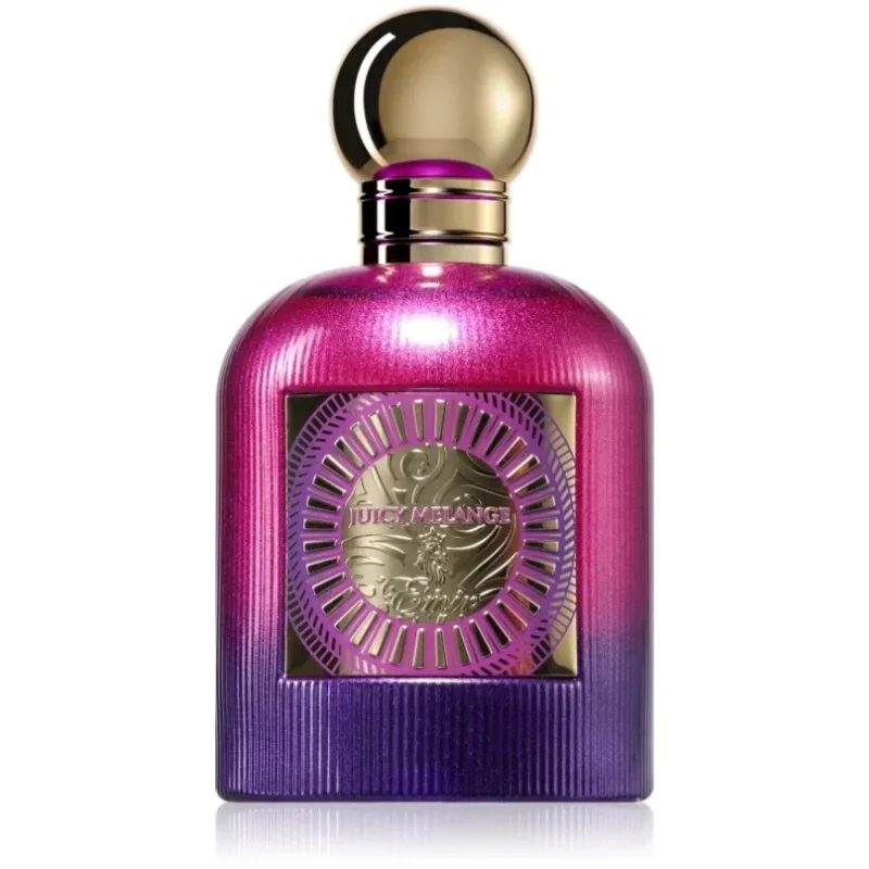 Perfume Juicy Melange 100 ml. EMIR Características Principales Notas de Salida: Una explosión vibrante de frutas como ciruela, fresa, grosella negra, melocotón, coco y manzana. Toques especiados de nuez moscada y frescura herbal de albahaca2. Notas de Corazón: Un bouquet floral compuesto por jazmín, rosa, lirio de los valles, iris y orquídea, que aporta elegancia y suavidad2. Notas de Fondo: Dulzura cálida de vainilla y haba tonka, combinada con la profundidad de musgo, cedro, sándalo, ámbar gris y almizcle2. Beneficios Duración Prolongada: Su fórmula asegura que el aroma perdure durante horas. Versatilidad: Perfecta para cualquier ocasión, tanto de día como de noche. Presentación Elegante: Su frasco de 100 ml es práctico y sofisticado.