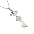Collar Acero Nudo De Bruja Llave San Benito Cadena 40+5 Cms Doble protección