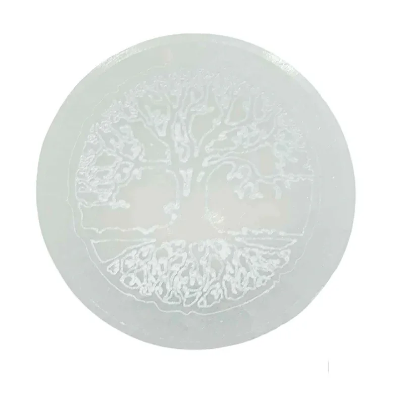 Cuenco Selenita Grabado Árbol De La Vida 10 Cms Aprox