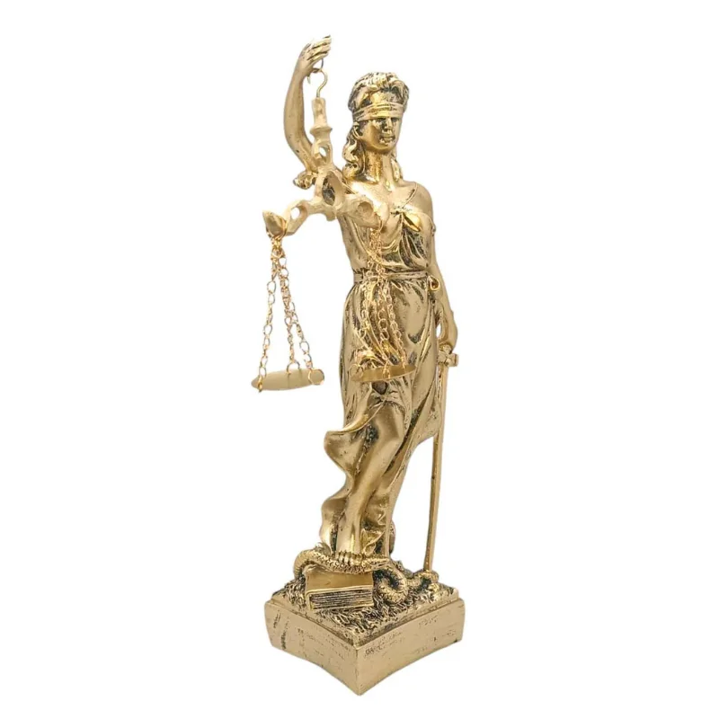Figura En Resina Diosa De La Justicia 29x8 Cms Aprox Dorado