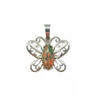 Colgante Mariposa En Metal Con Piedra Piedra Unakita 2 Cms Aprox