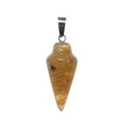 Colgante En Forma De Cono Piedra Cuarzo Dorado Rutilado 33 mm Aprox Con En Metal
