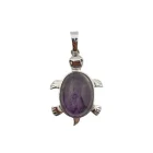 Colgante Tortuga En Metal Con Piedra Amatista 3,5 Cms Aprox