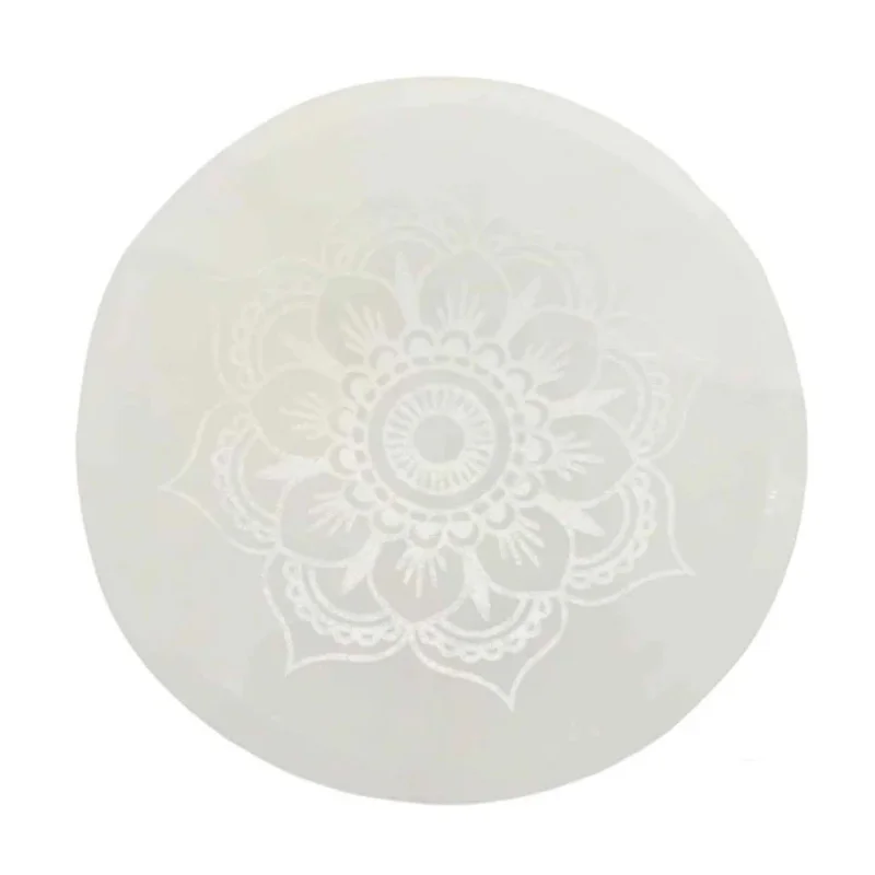 Cuenco Selenita Grabado Mandala 10 Cms Aprox Cuenco Selenita Grabado Mandala 10 Cms Aprox