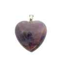 Colgante Corazón Piedra Amatista 30 mm Aprox Engarzado En Metal