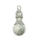 Colgante Dorge / Vajra En Metal Con Piedra Howlite 4 Cms Aprox