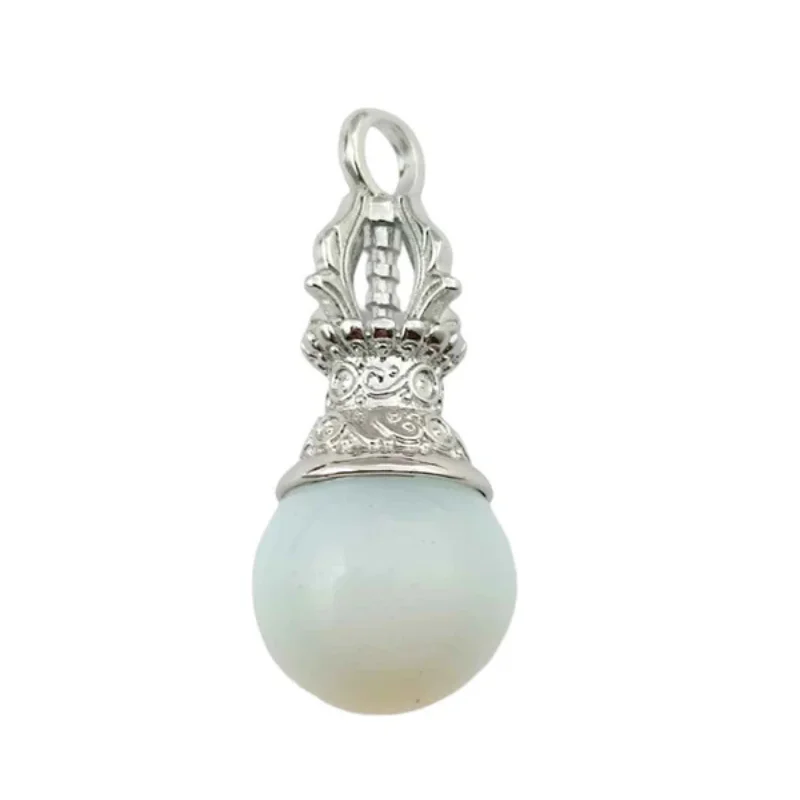 Colgante Dorge / Vajra En Metal Con Piedra Opalina Cms Aprox