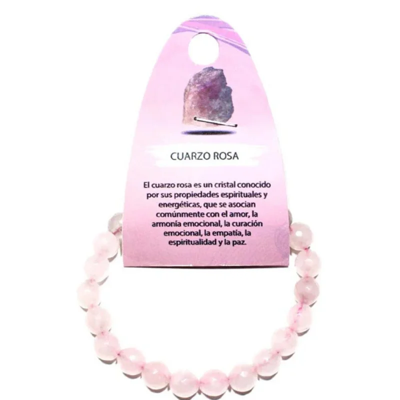 Pulsera Facetada Cuarzo Rosa 6 mm
