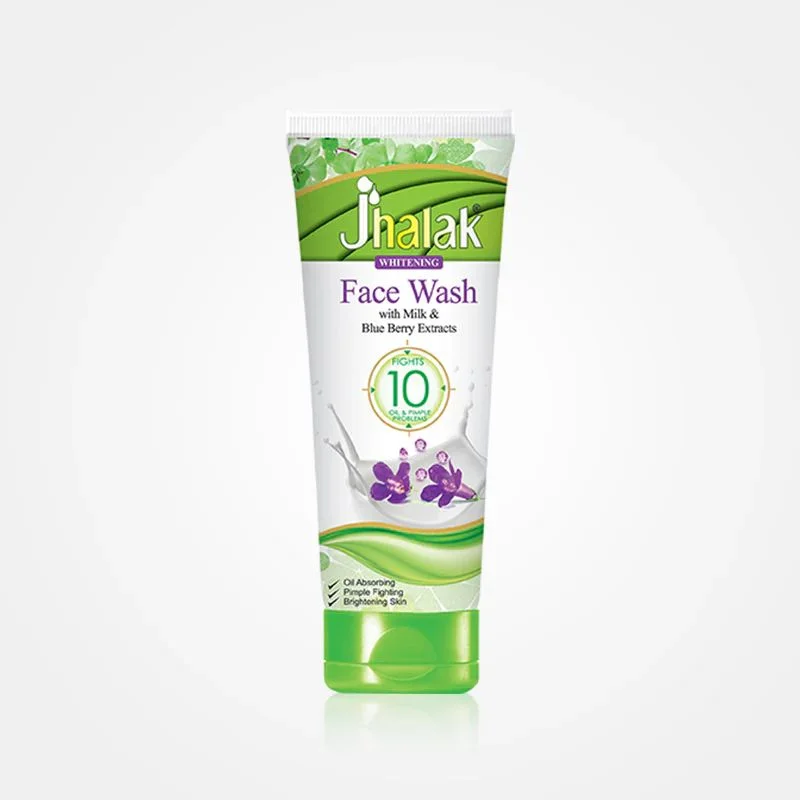 Limpiador facial blanqueador Jhalak con leche y extractos de arándanos.