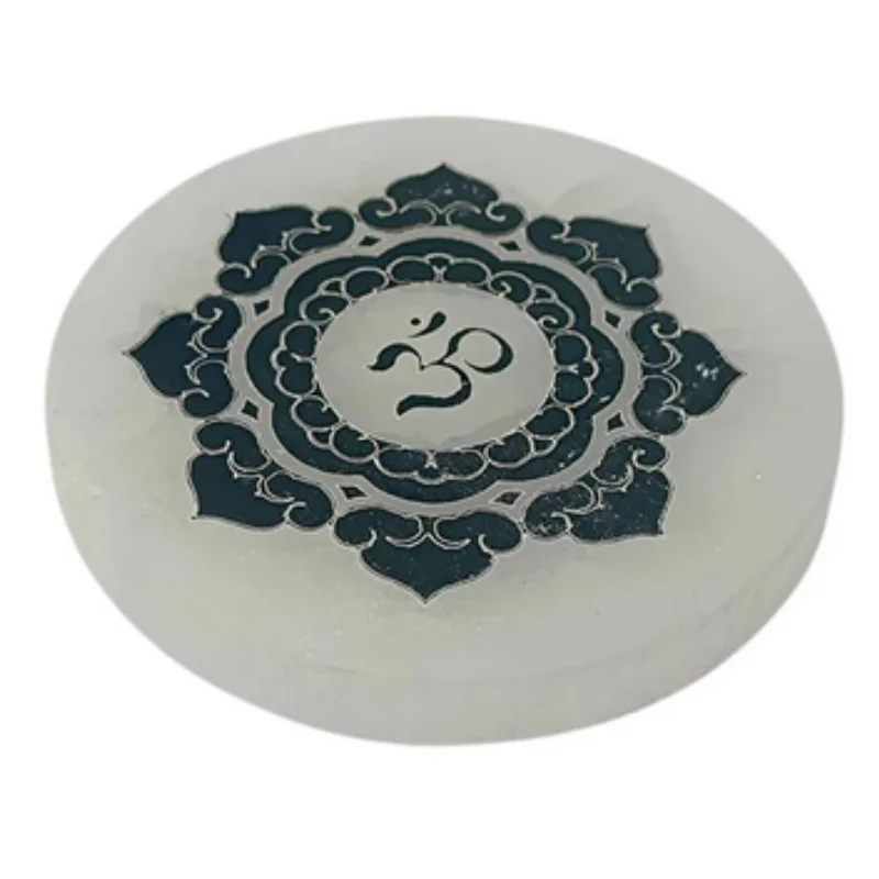 Plato Selenita Grabado Om 10 Cms Aprox
