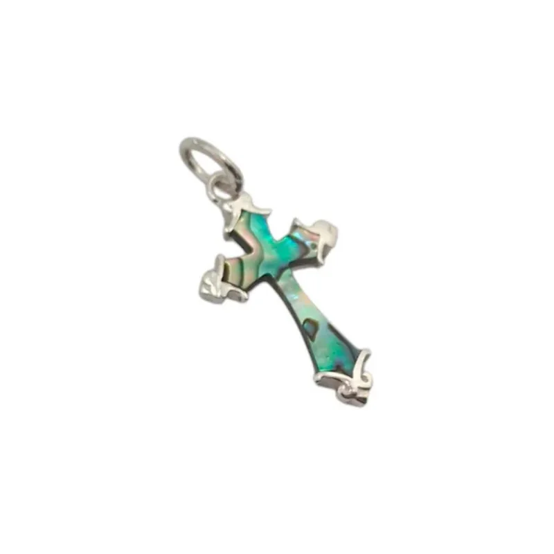 Colgante Plata 925 Cruz Con Abulón12X20 mm Aprox