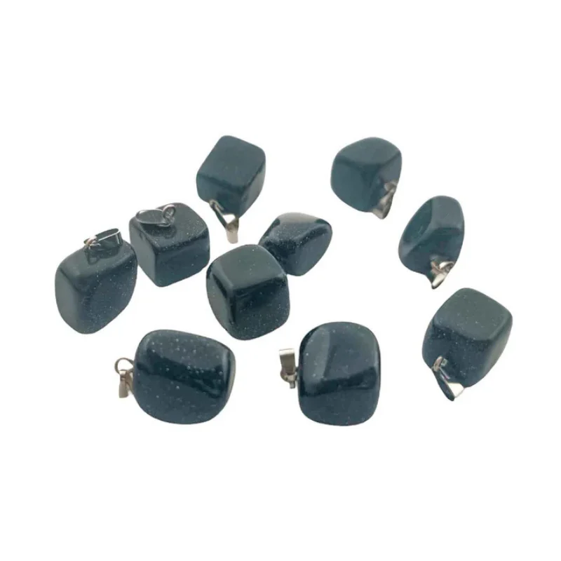Colgantes Rodados Piedra Aventurina Azul 2 Cms Aprox Con Metal