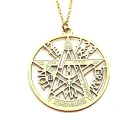 Collar Acero Dorado Tetragramaton 30 mm Cadena 40+5 Cms.