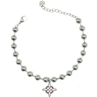 Pulseras Acero Bolas 6 mm Dije Nudo De Bruja 17+3 cms Aprox
