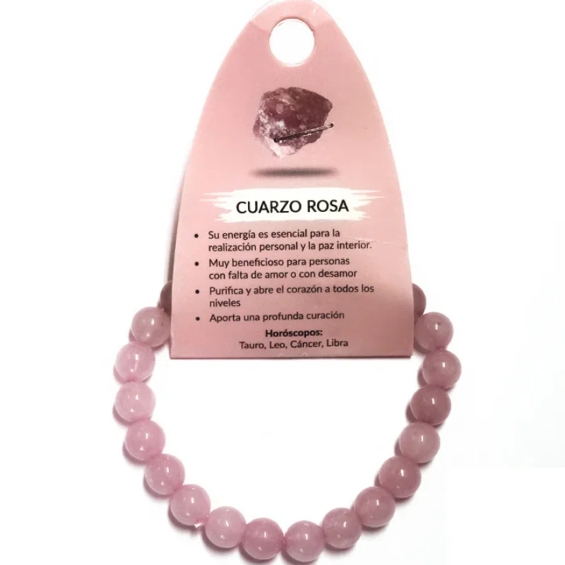 25 Pulsera Piedra Natural CUARZO ROSA 8mm